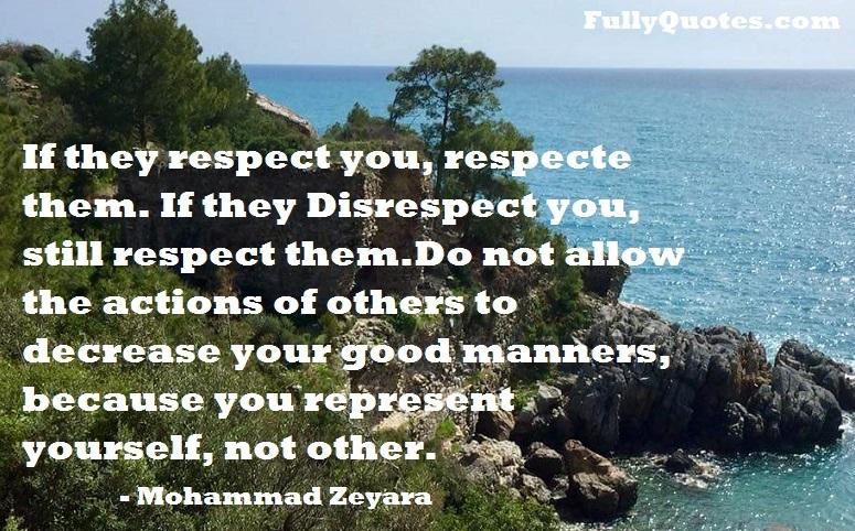 Inspirational, Motivational, Success, Truth, Respect, Decrease, Disrespect, Actions, Good-manners, Yourself, Mohammad Zeyara Quotes,